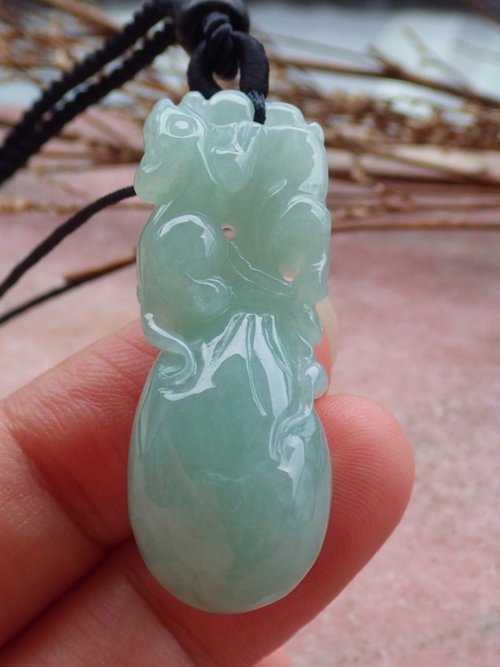Certified Natural Myanmar Burma A Jade jadeite Mouse Rat Bag Pendant Necklace